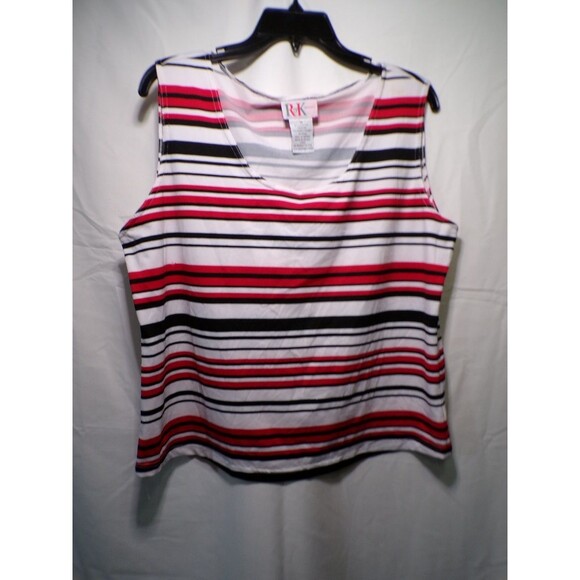 R&K Tops - R&K Originals Women's 18 Sleeveless Striped Tank Top Red Black White Knit